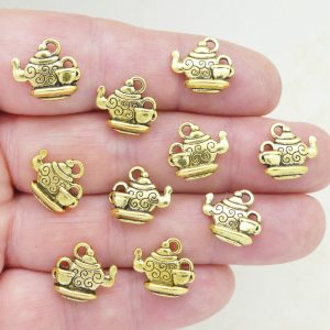 gold teapot charms bulk
