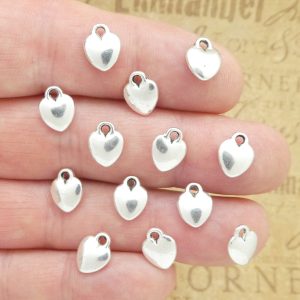 puffed heart charms bulk