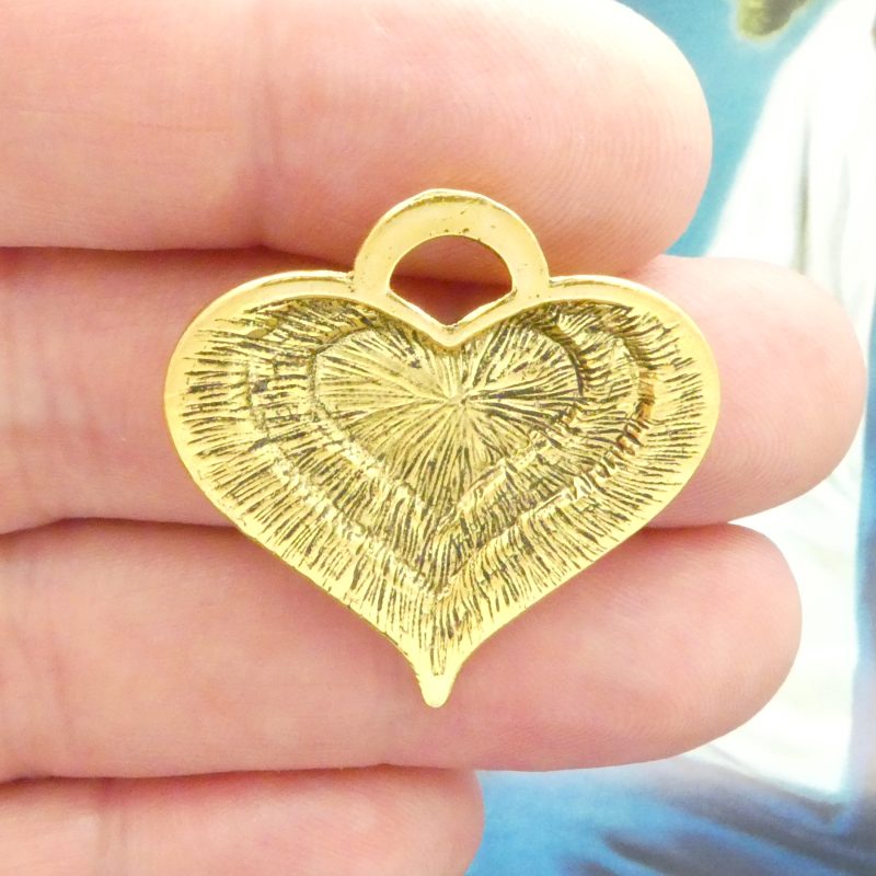 Gold Heart Charms for Jewelry Making