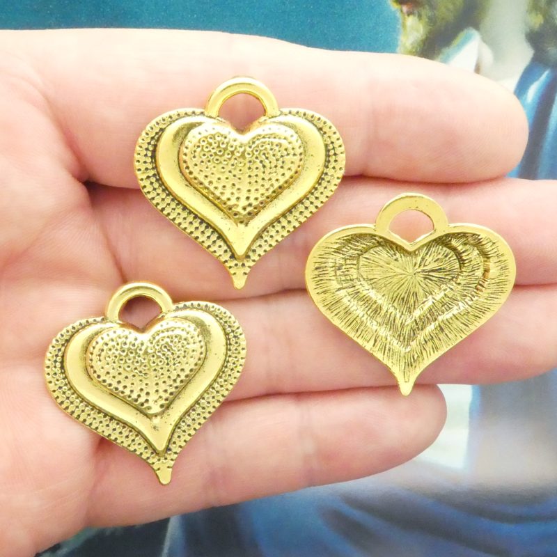 Gold Heart Charms Bulk