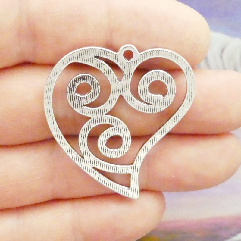 Silver Open Heart Charm
