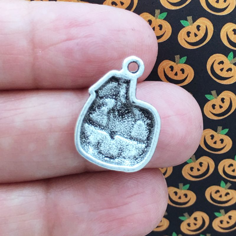 10 Halloween Pumpkin Charm Silver by TIJC SP0488 - Image 2