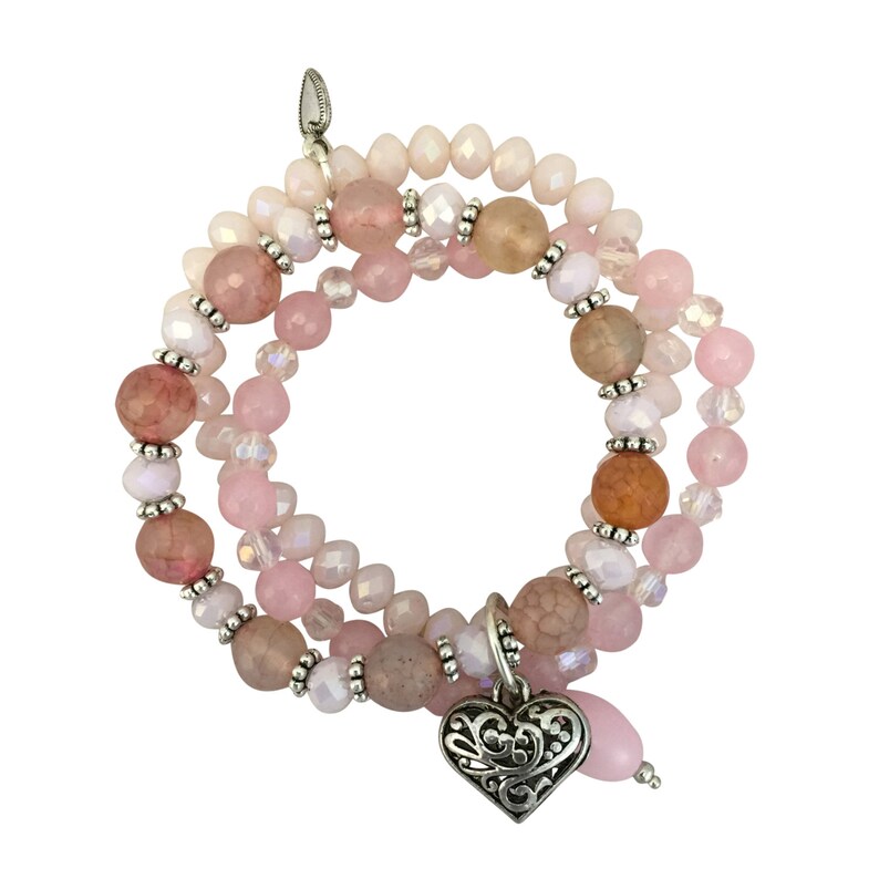 rose quartz heart charm bracelet