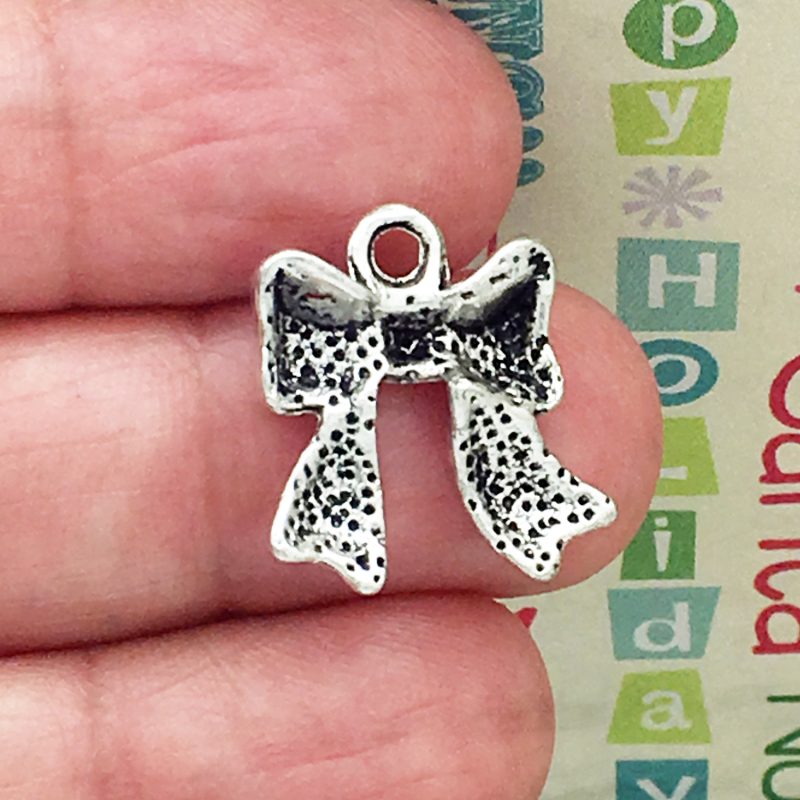 14 Silver Bow Charm by TIJC SP0201 - Image 2