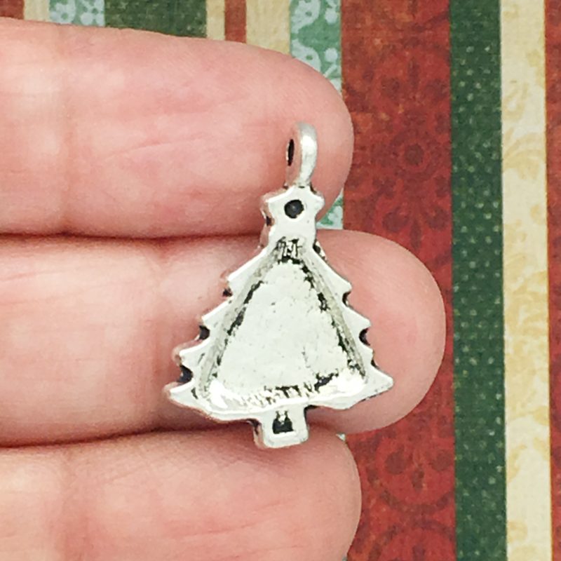 10 Silver Christmas Tree Charm Pendant by TIJC SP0248 - Image 2