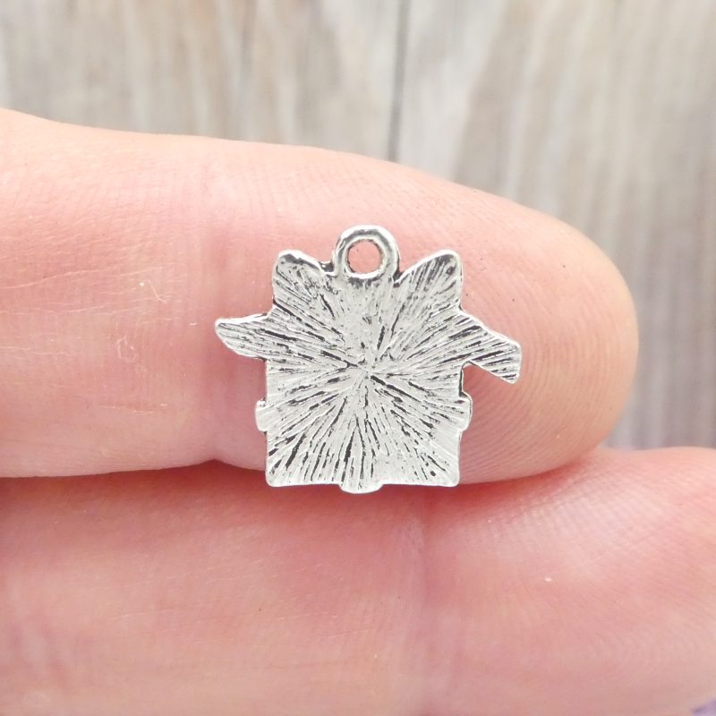8 Gift Wraped Present Silver Christmas Charm 15x17mm by TIJC SP0198 - Image 5