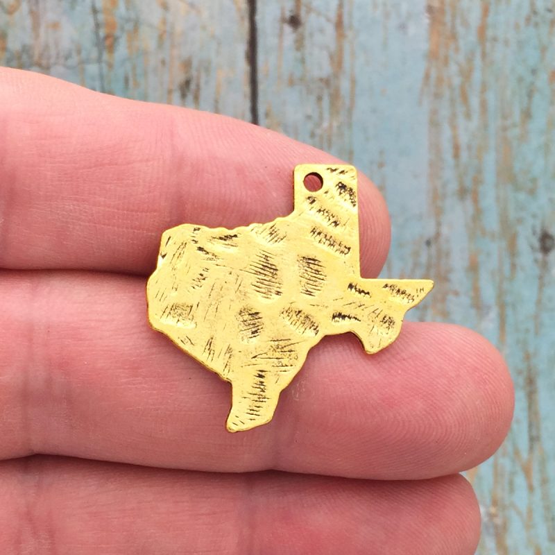 5 Hammered Texas Charm Pendant Gold by TIJC SP1642 - Image 2