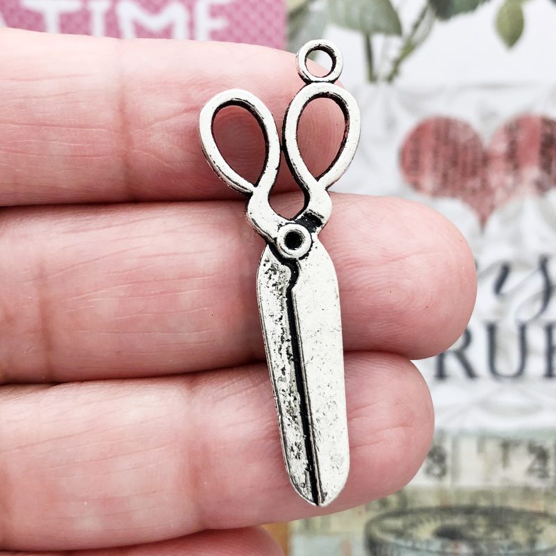 10 Scissor Charm Sewing Pendant Silver by TIJC SP0218 - Image 3