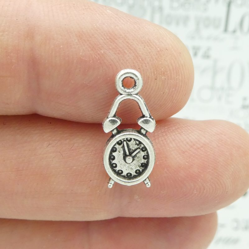 silver clock charm