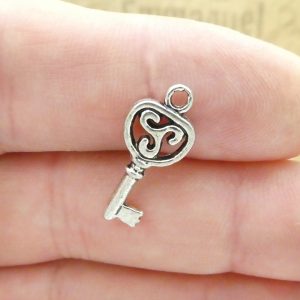 silver key charm for bracelet