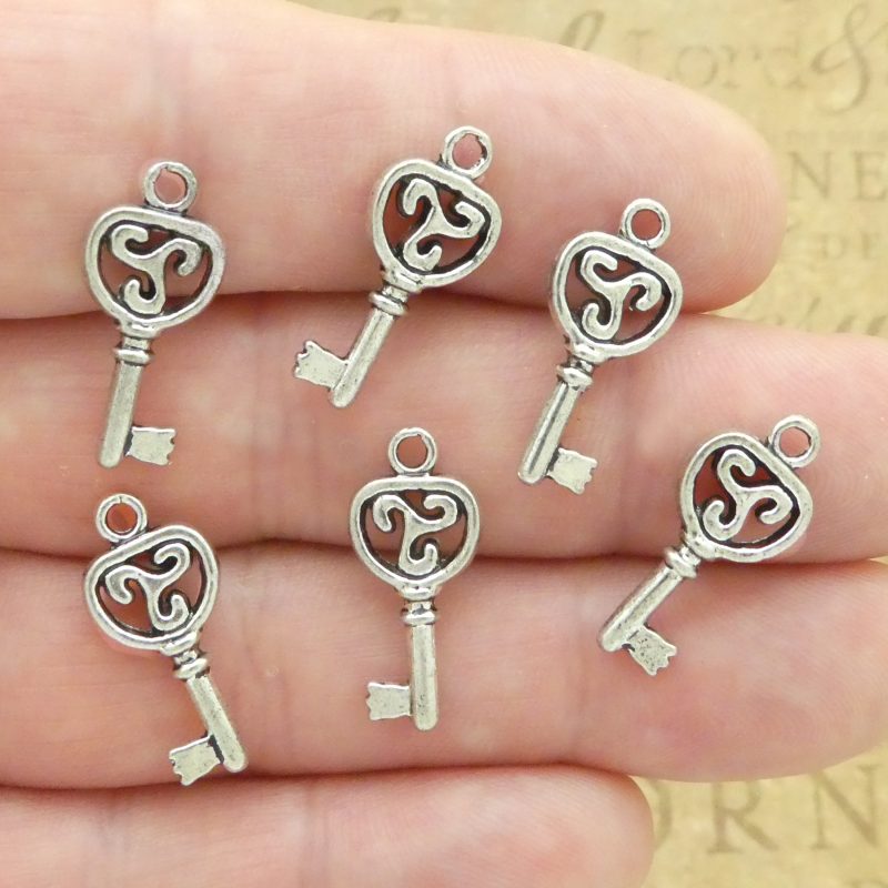 silver key charms bulk