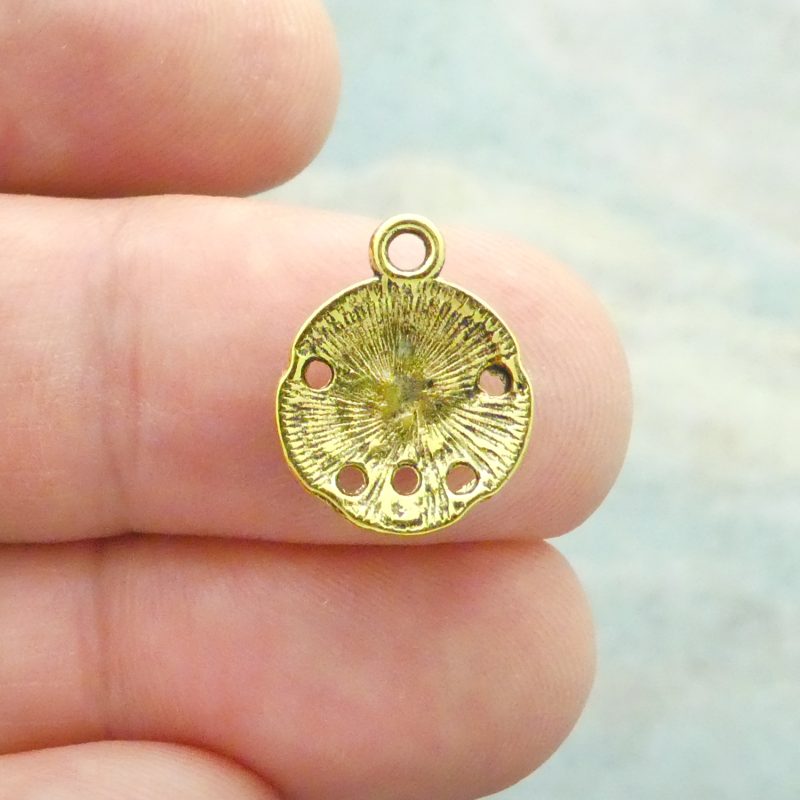 20 Tiny Gold Sand Dollar Charm Pendant 16x13mm by TIJC SP2063 - Image 4