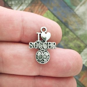BULK 30 I Love Soccer Charm Silver by TIJC SP0033B