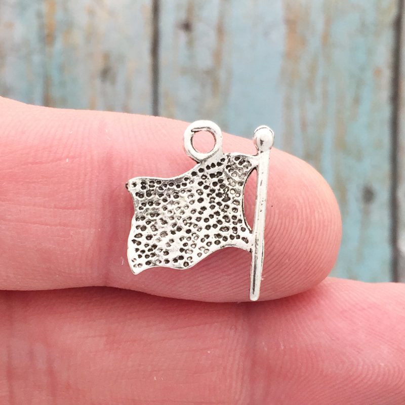 BULK 40 Silver American Flag Charm by TIJC SP0146B - Image 2