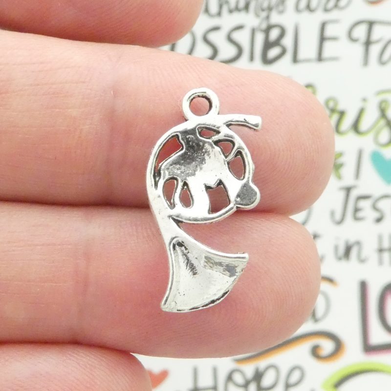 8 French Horn Charm Silver 22x15mm by TIJC SP0189 - Image 5