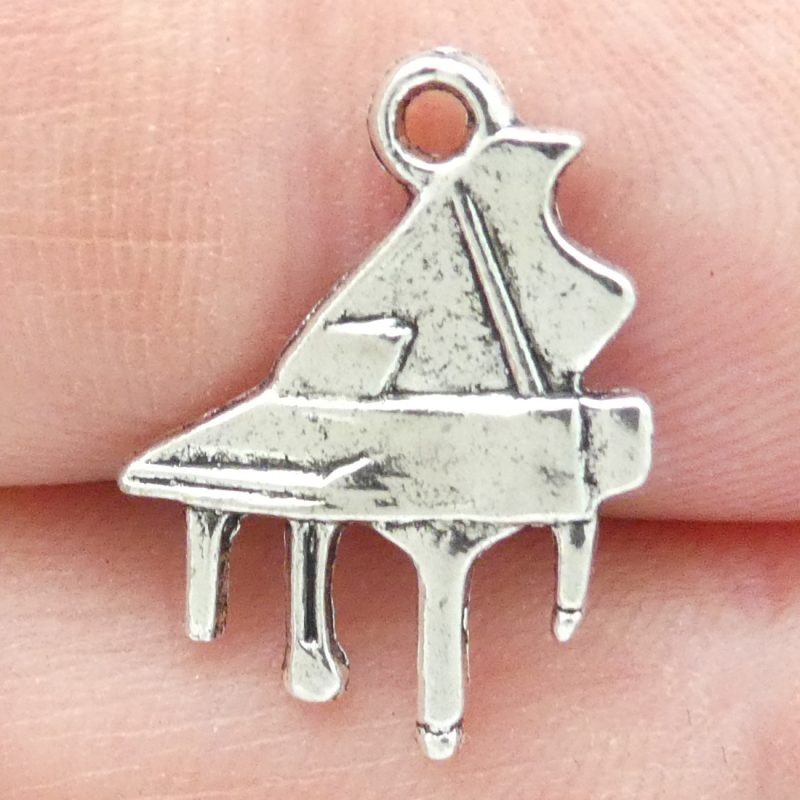 silver piano charm