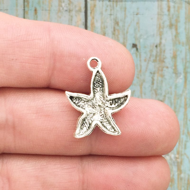 BULK 40 Starfish Charm Silver by TIJC SP0489B - Image 2