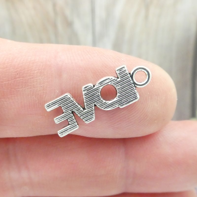 BULK 60 Small Silver Word Love Charm 21x8mm by TIJC SP0500B - Image 5