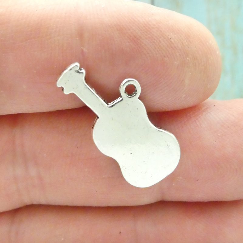 6 Acoustic Guitar Charm Silver by TIJC SP0777 - Image 5