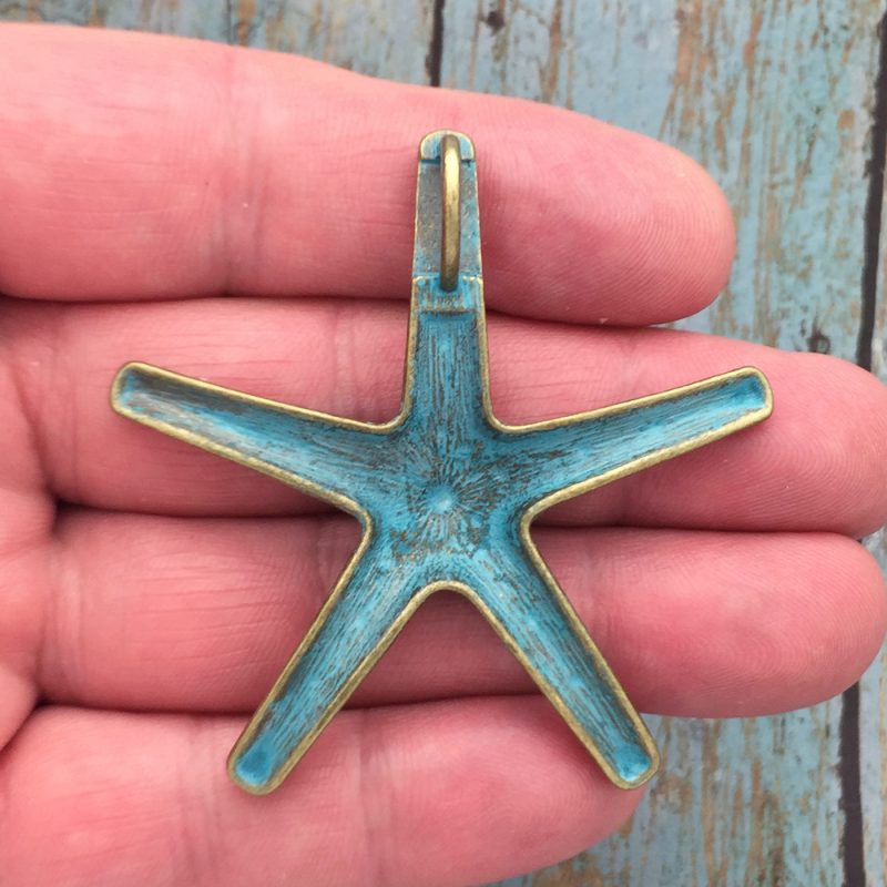 BULK 6 Gold Starfish Charm Pendant by TIJC SP1180B - Image 3