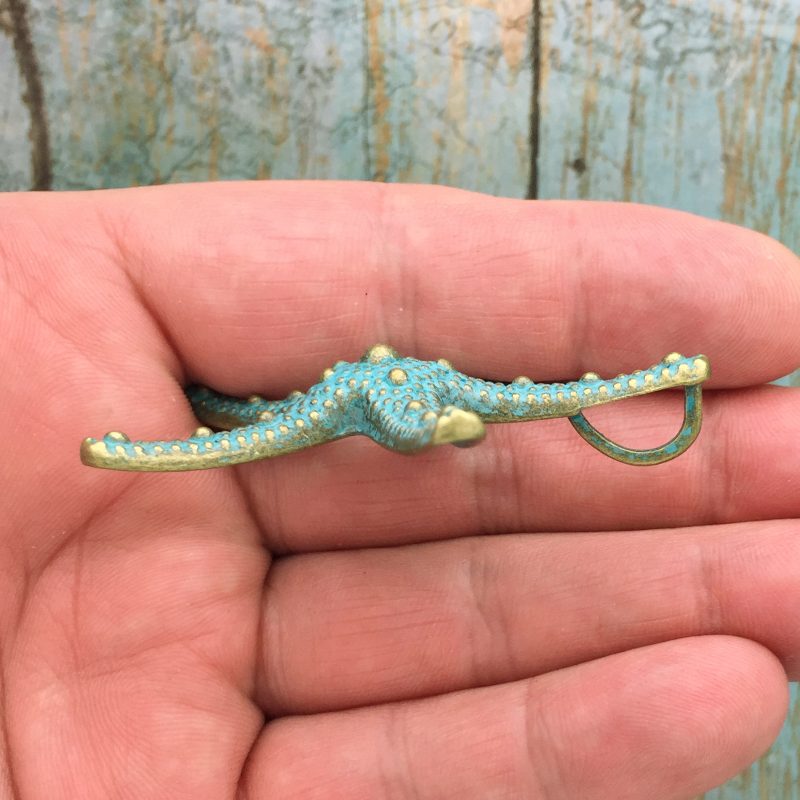 BULK 6 Gold Starfish Charm Pendant by TIJC SP1180B - Image 2