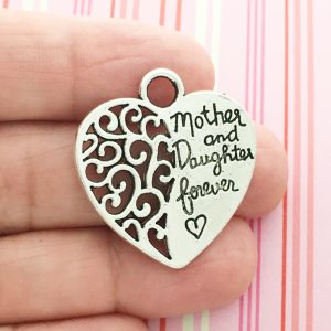 Mother and Daughter Heart Charm