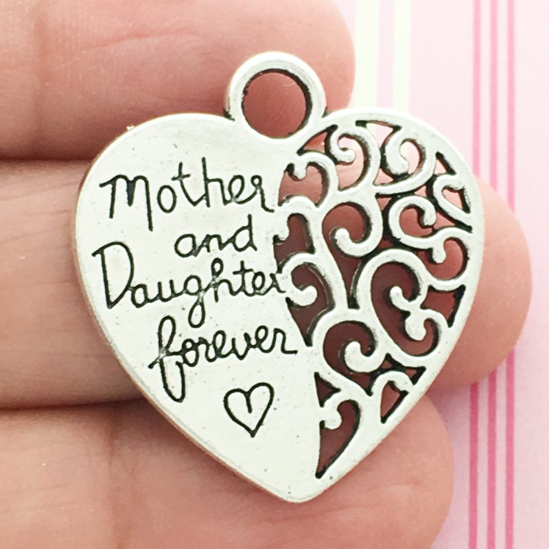 Mother Daughter Heart Charm