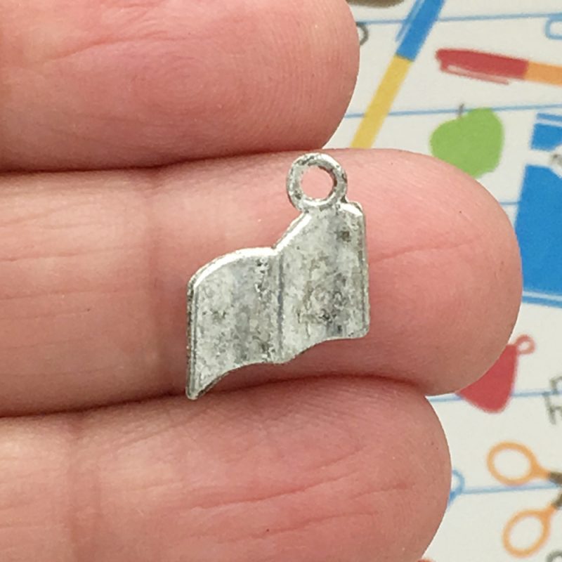 BULK 60 ABC Book Charm Teacher Silver by TIJC SP1428B - Image 2