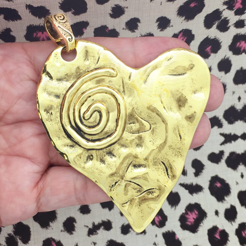 Gold Hammered Heart Pendant