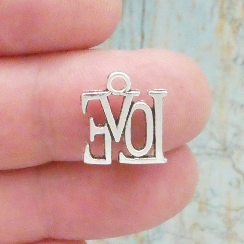 BULK 40 Love Word Charm Silver by TIJC SP1687B - Image 4