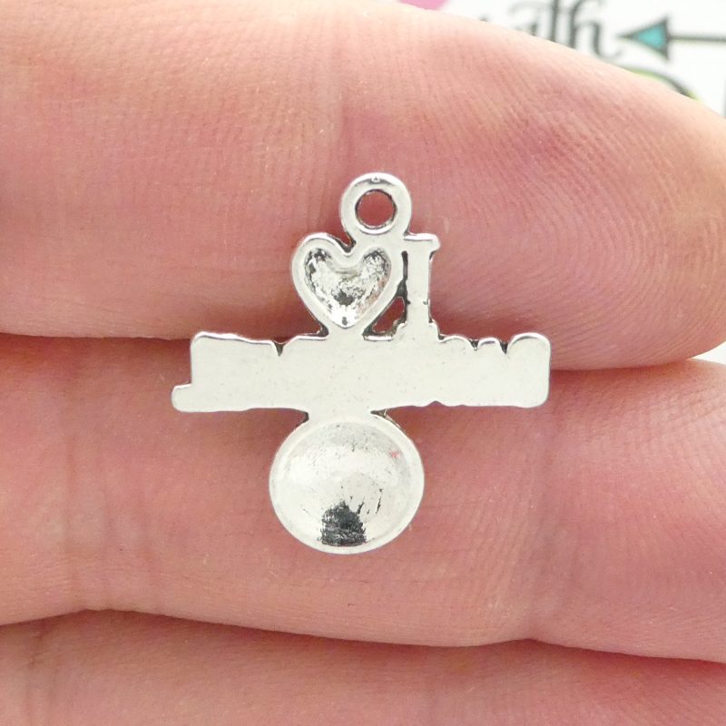 BULK 30 I Love Basketball Charm Silver 22x20mm by TIJC SP1878B - Image 4