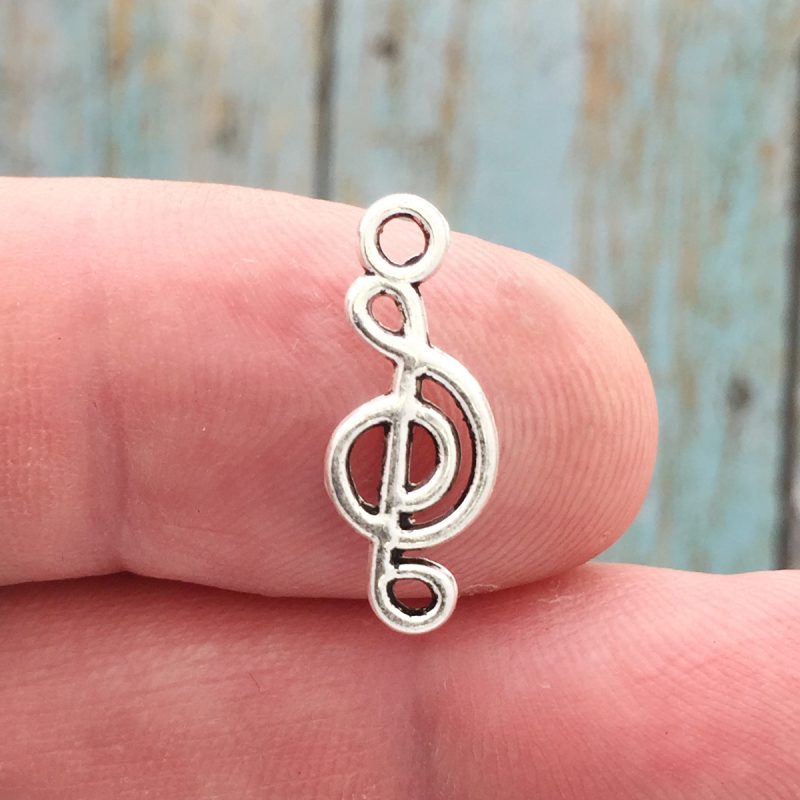 20 Treble Clef Charm Music Pendant Silver by TIJC SP0190 - Image 3