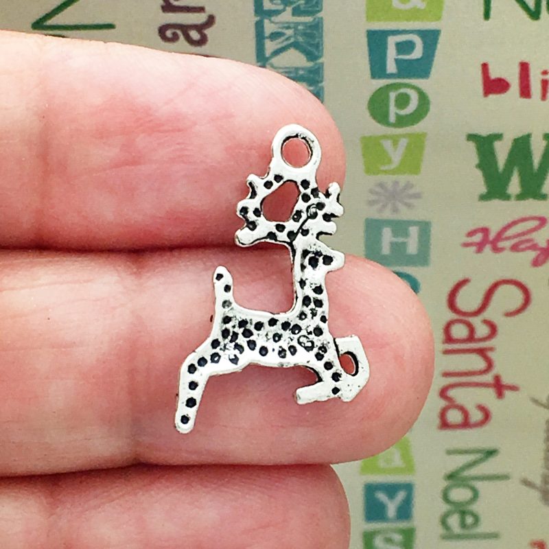BULK 60 Reindeer Charm Silver by TIJC SP0199B - Image 2