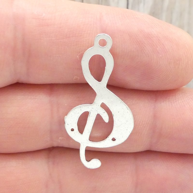 8 Treble Clef Charm Music Silver 36x17mm by TIJC SP0301 - Image 5