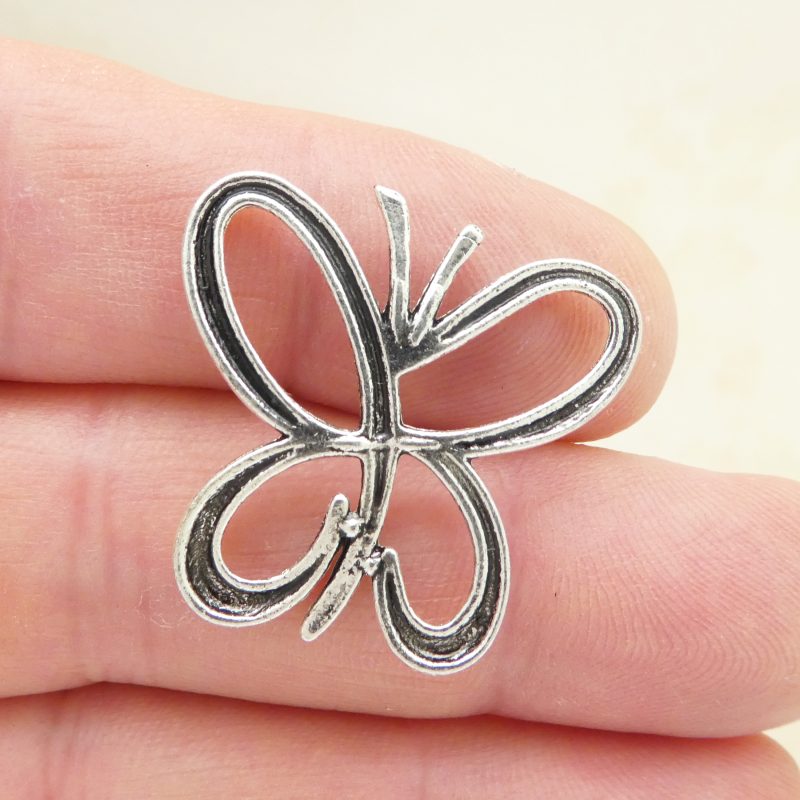 5 Open Silver Butterfly Charm Pendant by TIJC SP0339 - Image 3