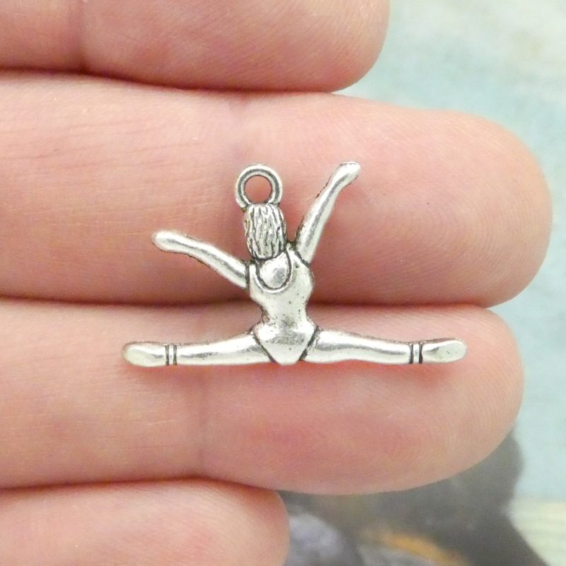 BULK 40 Silver Gymnast Charm Gymnastics Pendant 16x27mm by TIJC SP0405B - Image 5