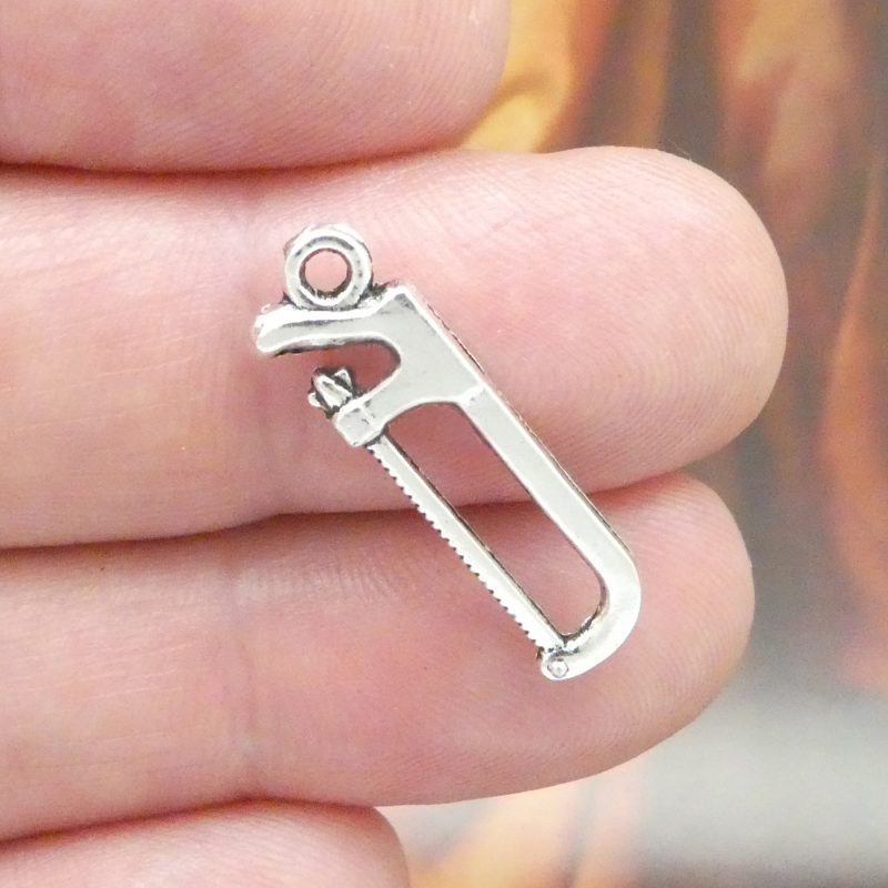 12 Silver Hack Saw Charm Tool Pendant 26x8mm by TIJC SP0495 - Image 4