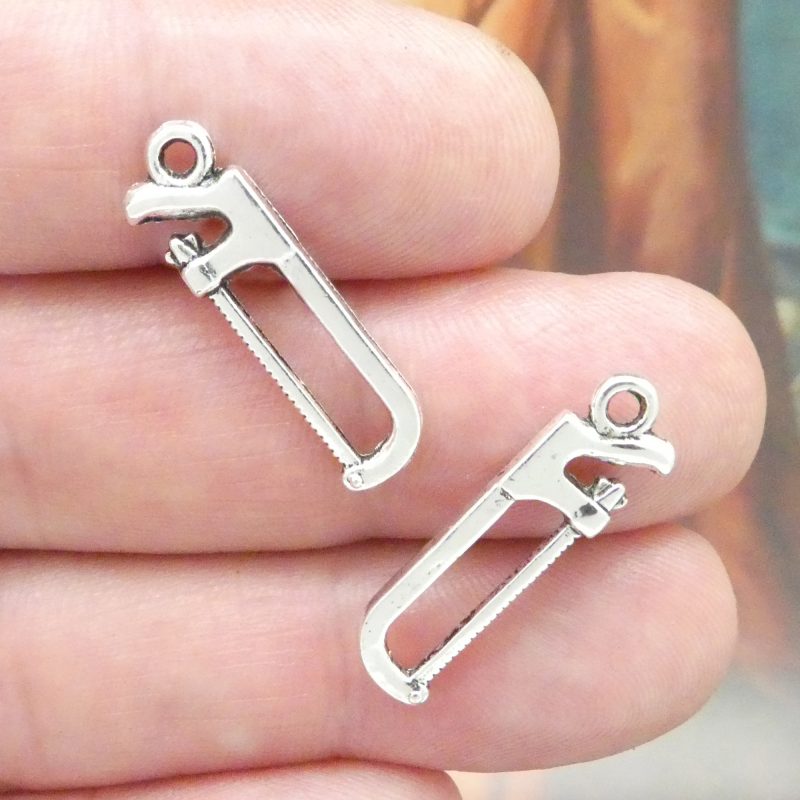 12 Silver Hack Saw Charm Tool Pendant 26x8mm by TIJC SP0495 - Image 5