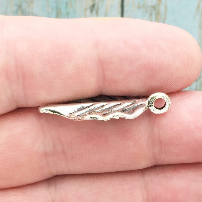 BULK 16 Silver Leaf Charm by TIJC SP0520B - Image 3