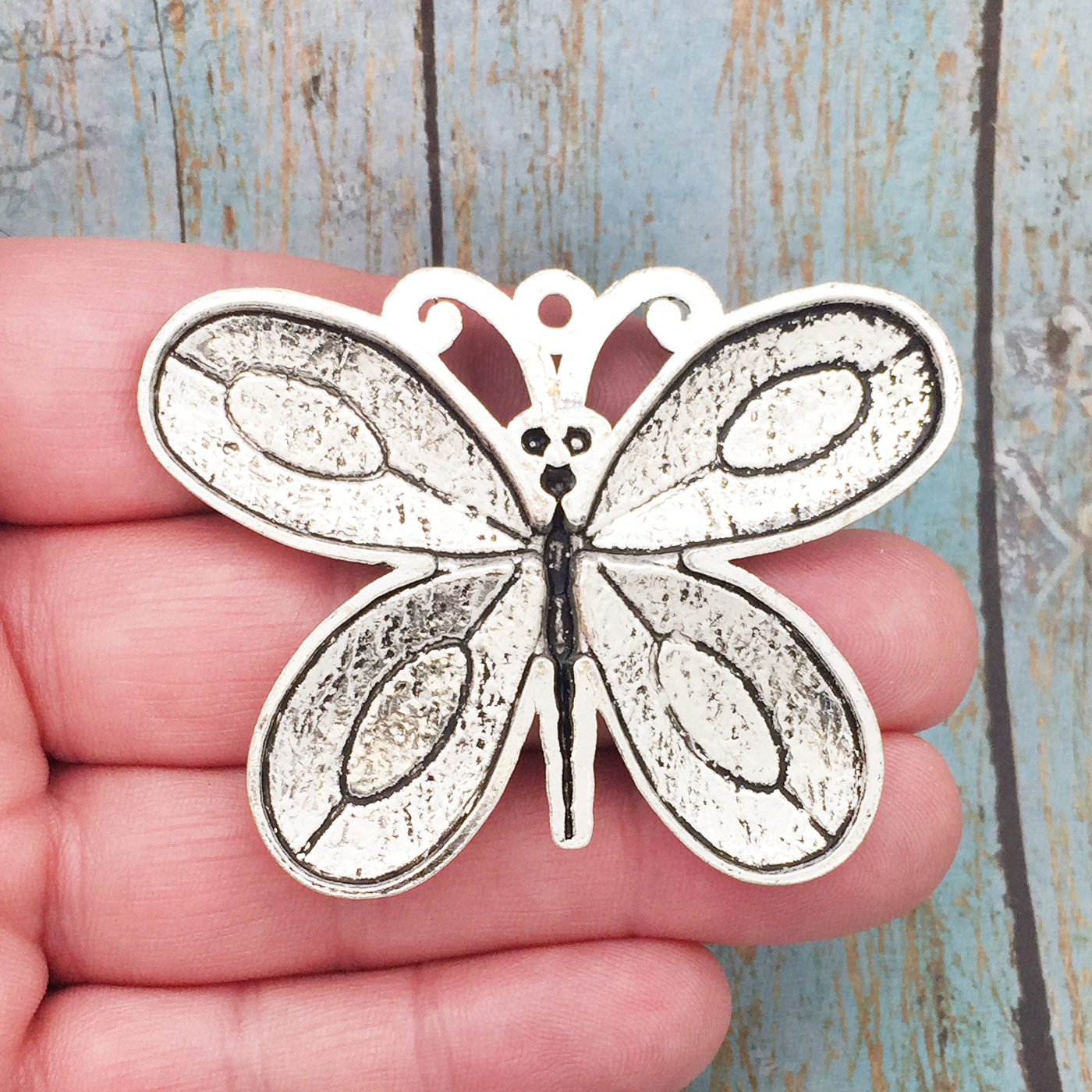 1 Silver Butterfly Charm Pendant by TIJC SP0820 - Image 2