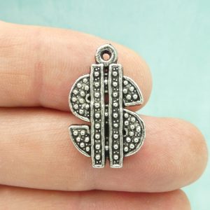8 Silver Money Charm Dollar Sign by TIJC SP0967