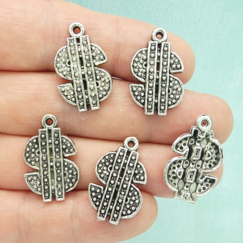 8 Silver Money Charm Dollar Sign by TIJC SP0967 - Image 2
