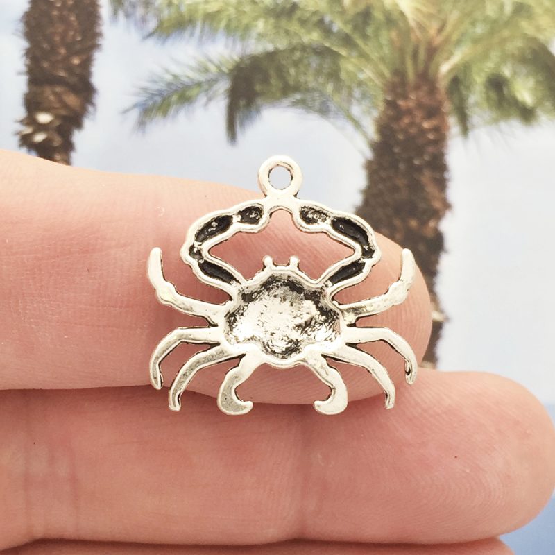BULK 20 Silver Crab Charm Pendant by TIJC SP1011B - Image 3