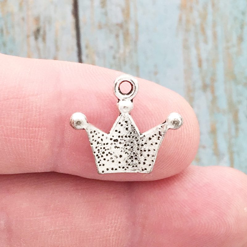 BULK 60 Silver Princess Crown Charm by TIJC SP1073B - Image 2