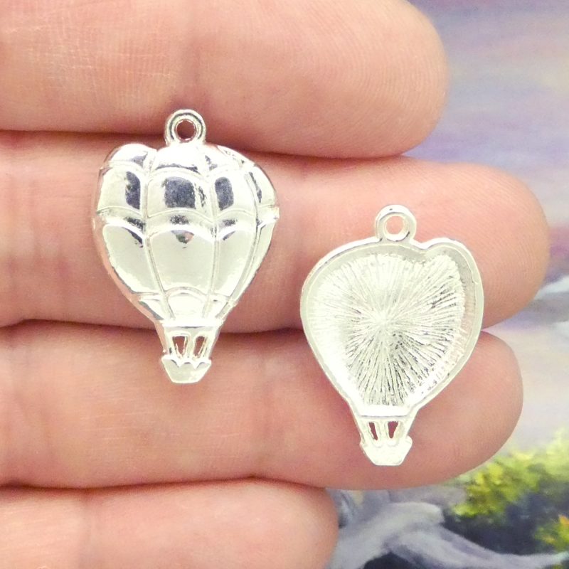 BULK 50 Hot Air Balloon Charm Silver 25x17mm by TIJC SP1307B - Image 2