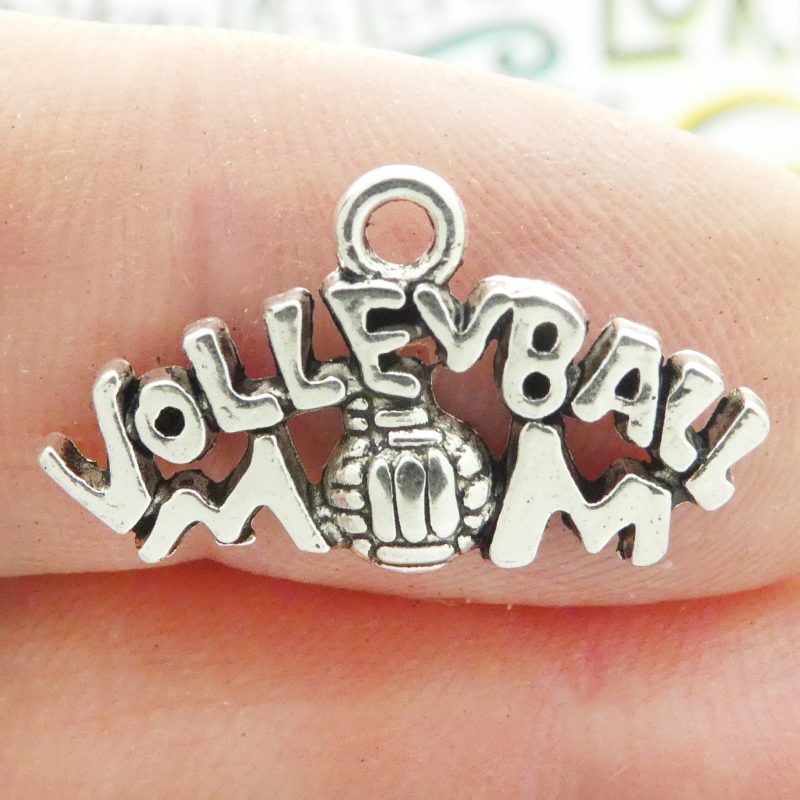 Silver Volleyball Mom Charm