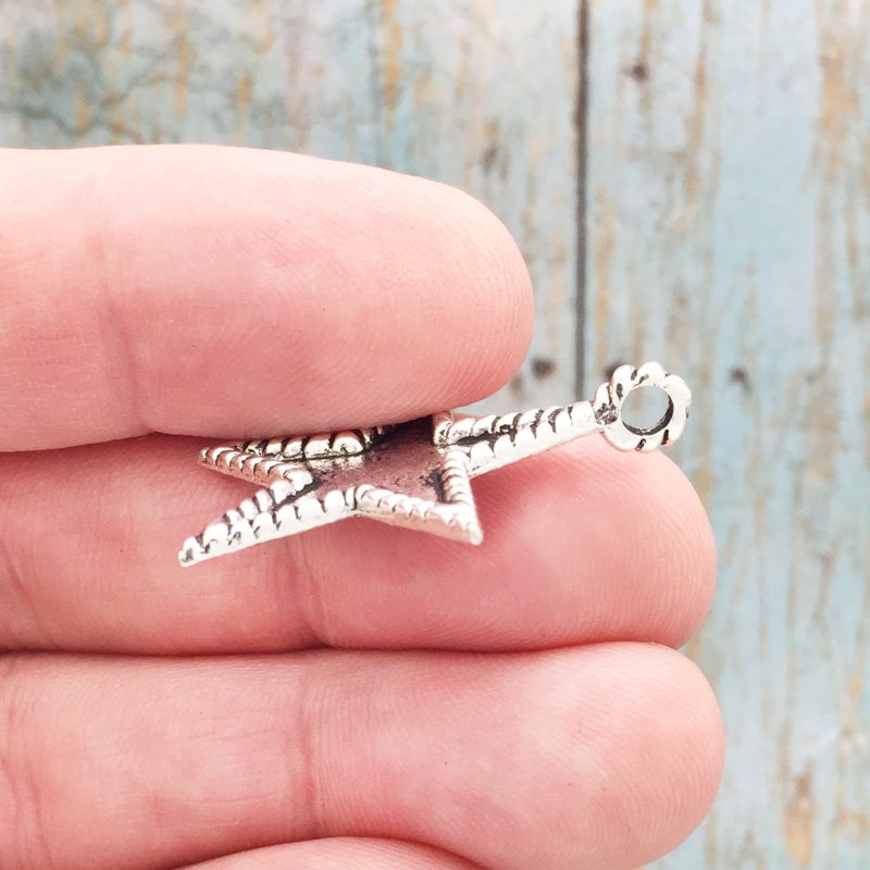 BULK 20 Star Charm Silver by TIJC SP0444B - Image 3