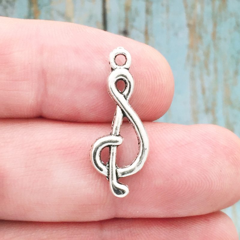 BULK 40 Silver Note Charm Music Pendant by TIJC SP0532B - Image 3