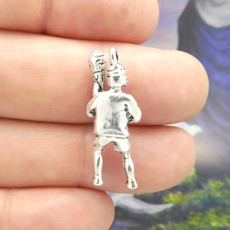 BULK 6 Player Silver Lacrosse Charm Pendant 29x12mm by TIJC SP0923B - Image 4