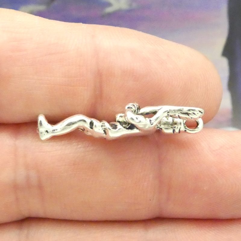 BULK 6 Player Silver Lacrosse Charm Pendant 29x12mm by TIJC SP0923B - Image 3
